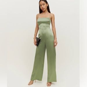 Reformation Sage Silk Jumpsuit